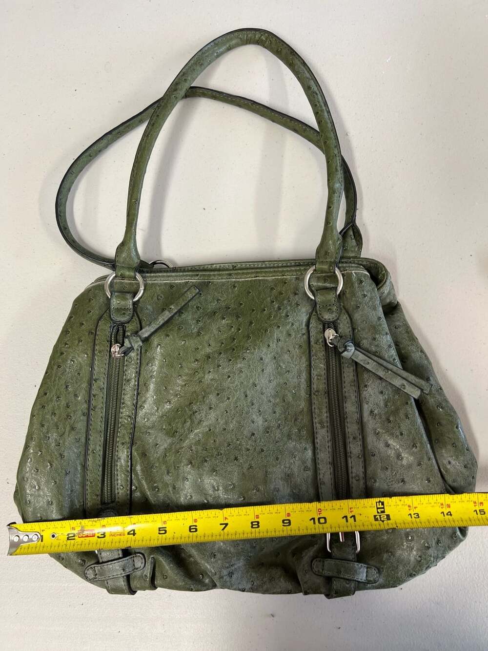 Bueno Green Faux Ostrich Embossed Shoulder Bag